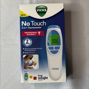 Vicks 3-in-1 No Touch Thermometer - Blue and White